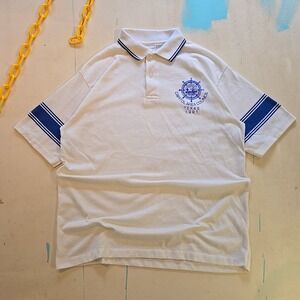 VTG Boy Scouts Capitol Area Council L Polo Shirt 1991 White Blu Austin Texas USA